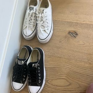 2 pairs of platform high converse.